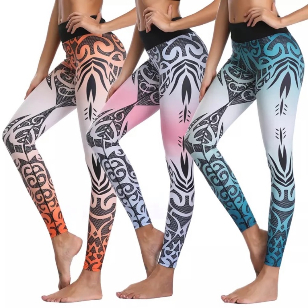FINAL PRICE !Pink black white tribal yoga leggings - Picture 4 of 4